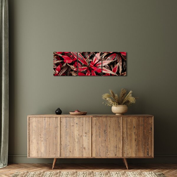 Piros szirmok képe (órával) (90x30 cm)