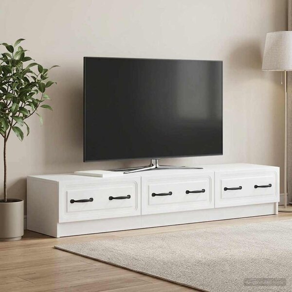 TV szekrény 147 x 34,5 x 27 cm Magasfényű Fehér Szerelt Fa