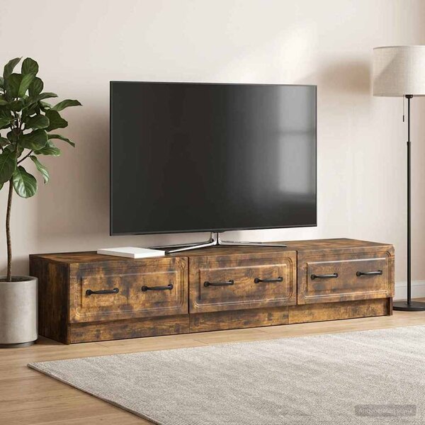 TV szekrény 147 x 34,5 x 27 cm Füstös Tölgy Szerelt Fa