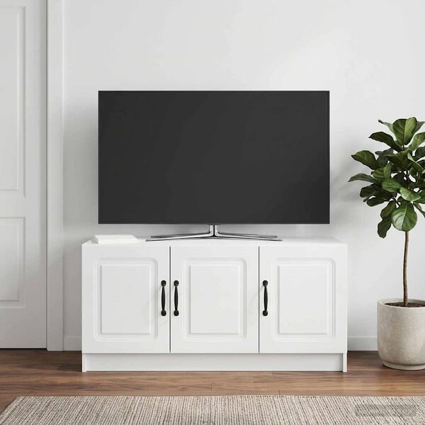 TV szekrény Magasfényű Fehér 99 x 34,5 x 47 cm Szerelt Fa