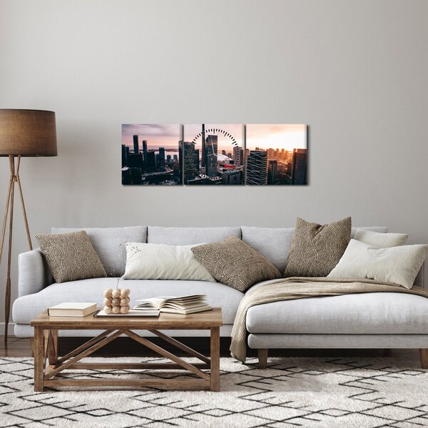 Kép - kilátás a városi központra (órával) (90x30 cm)