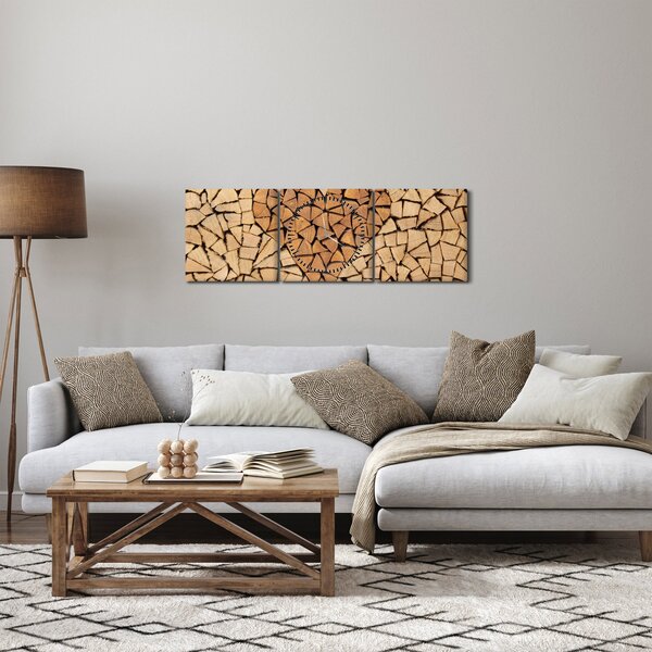Kép - szív fából (órával) (90x30 cm)