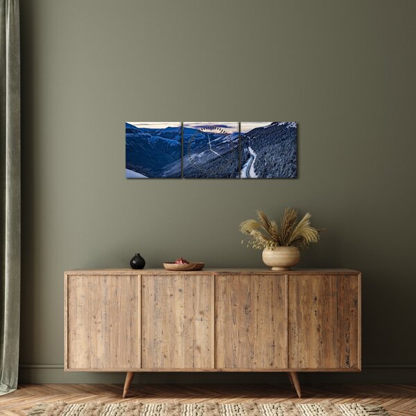 Egy havas lejtő képe (órával) (90x30 cm)