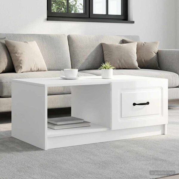 Dohányzóasztal Magasfényű Fehér 90 x 50 x 37 cm Szerelt Fa