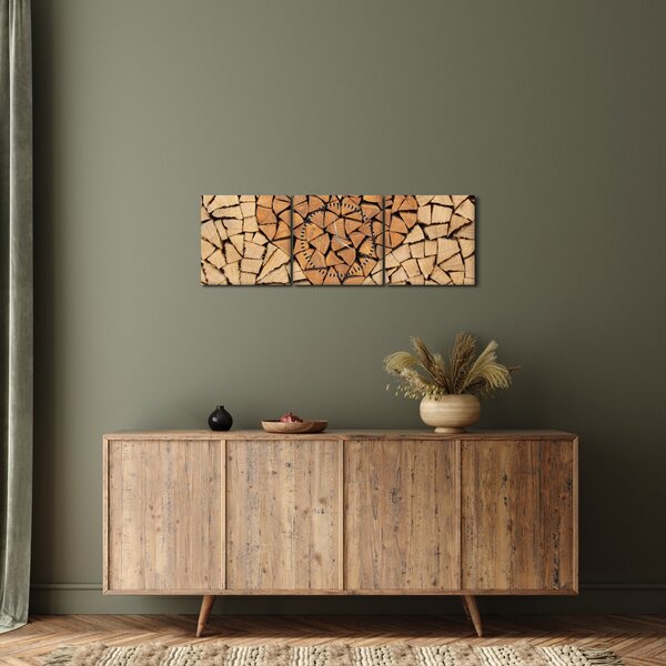 Kép - szív fából (órával) (90x30 cm)
