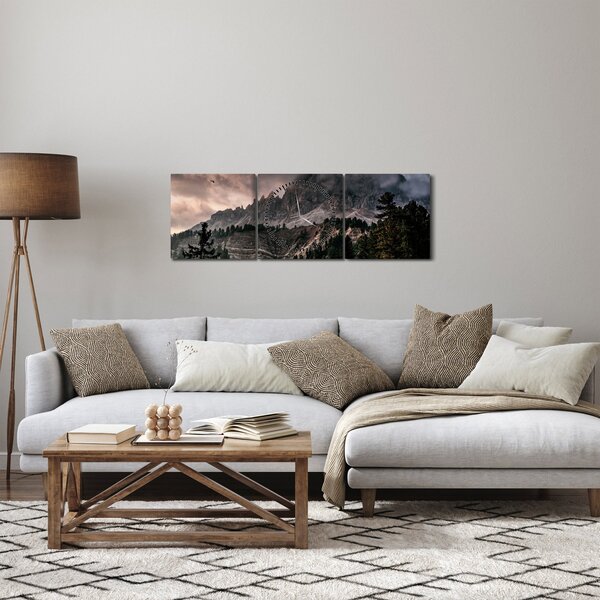 Sziklás hegyek képe (órával) (90x30 cm)
