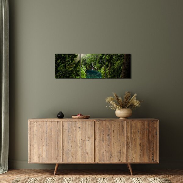 Kép - kilátás a fák között (órával) (90x30 cm)