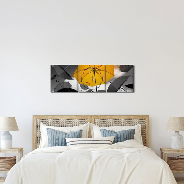 Egy sárga esernyő képe (órával) (90x30 cm)