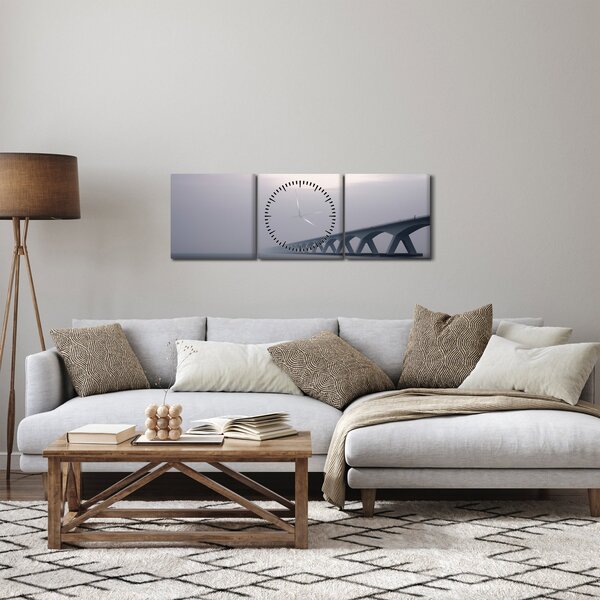 Egy híd képe a ködben (órával) (90x30 cm)