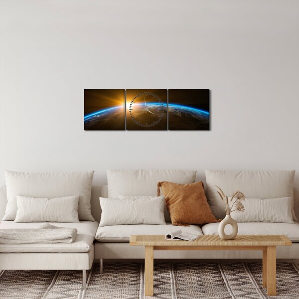 A Föld bolygó képe az űrből (órával) (90x30 cm)