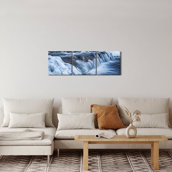 Egy folyó képe télen (órával) (90x30 cm)
