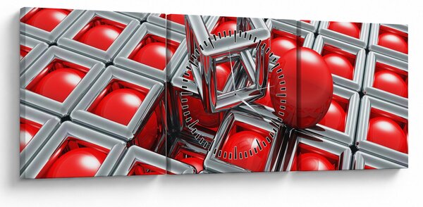 Kép - 3D fémes absztrakció (órával) (90x30 cm)