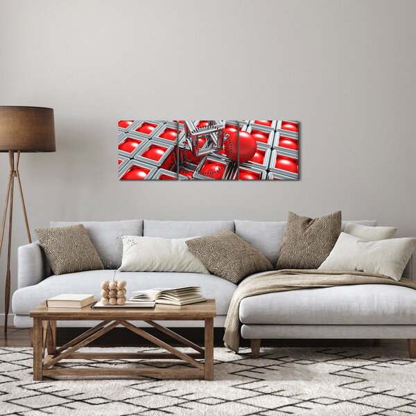 Kép - 3D fémes absztrakció (órával) (90x30 cm)