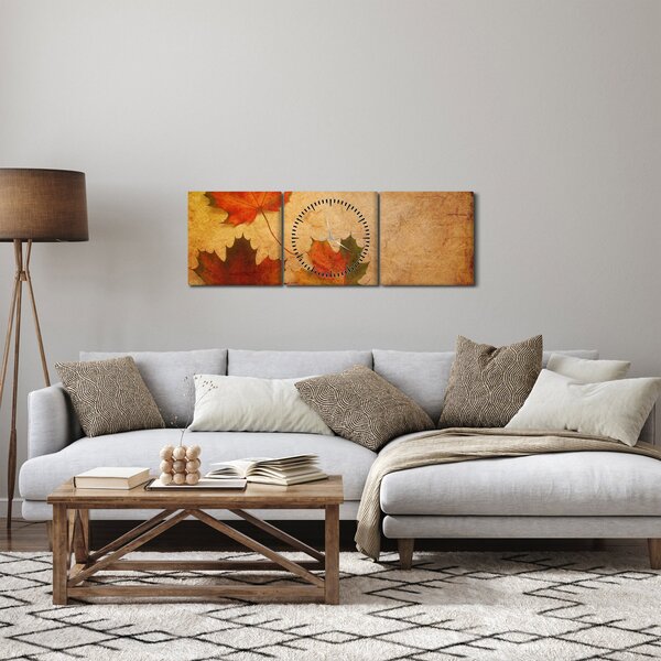 Őszi motívumú kép (órával) (90x30 cm)