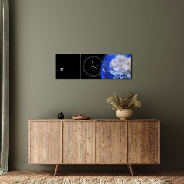 A Hold és a Föld képe (órával) (90x30 cm)
