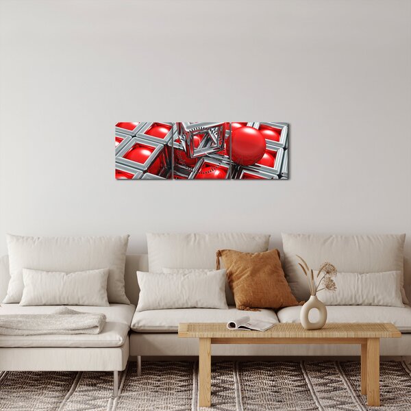 Kép - 3D fémes absztrakció (órával) (90x30 cm)
