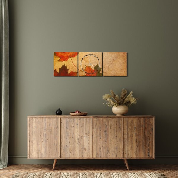Őszi motívumú kép (órával) (90x30 cm)