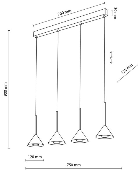 Cono több ágú függesztett lámpa
