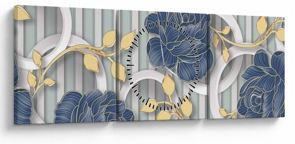Kép - Rózsák és körök (órával) (90x30 cm)