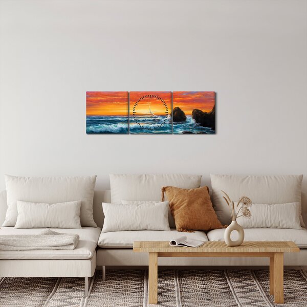 Kép - naplemente (órával) (90x30 cm)