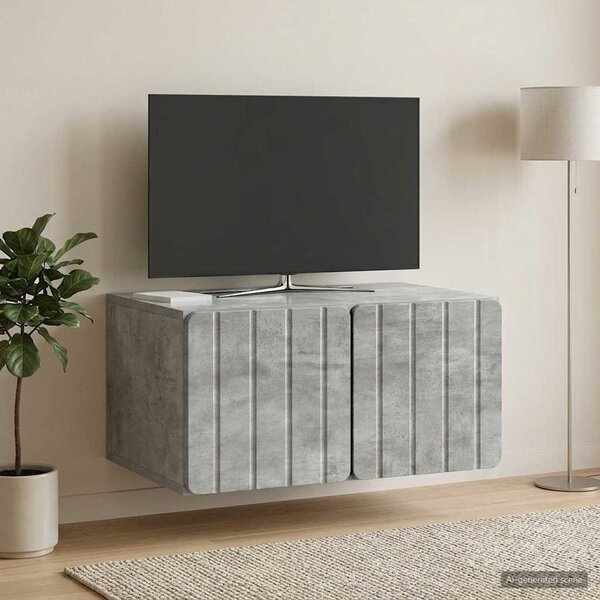 Fali TV szekrény 59,5 x 41 x 30 cm Betonszürke Szerelt Fa