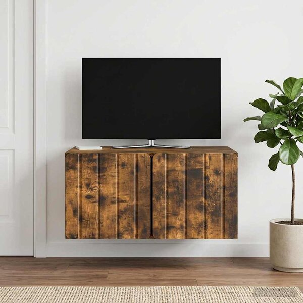 Fali TV szekrény 59,5 x 41 x 30 cm Füstös Tölgy Szerelt Fa