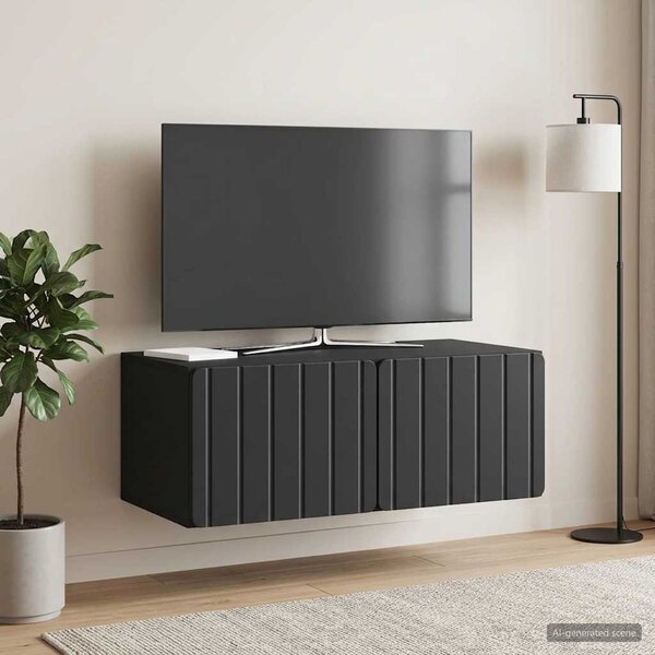 Fali TV szekrény 78,5 x 41 x 30 cm Fekete Szerelt Fa