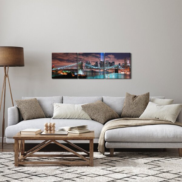 Kép - New York, Manhattan (órával) (90x30 cm)