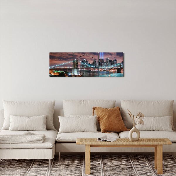 Kép - New York, Manhattan (órával) (90x30 cm)