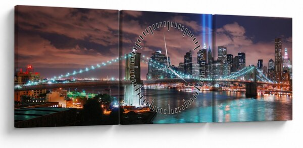 Kép - New York, Manhattan (órával) (90x30 cm)