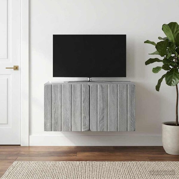 Fali TV szekrény 59,5 x 41 x 30 cm Szürke Sonoma Szerelt Fa