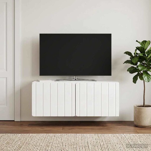 Fali TV szekrény 78,5 x 41 x 30 cm Magasfényű Fehér Szerelt Fa
