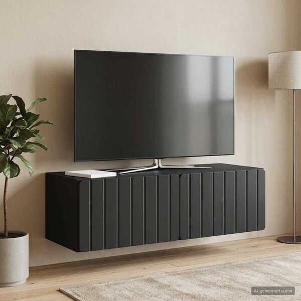 Fali TV szekrény 98 x 41 x 30 cm Fekete Szerelt Fa