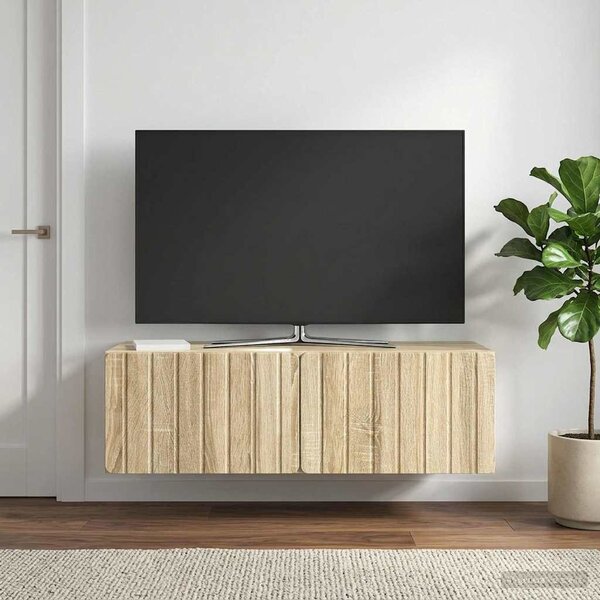 Fali TV szekrény 98 x 41 x 30 cm Sonoma Tölgy Szerelt Fa