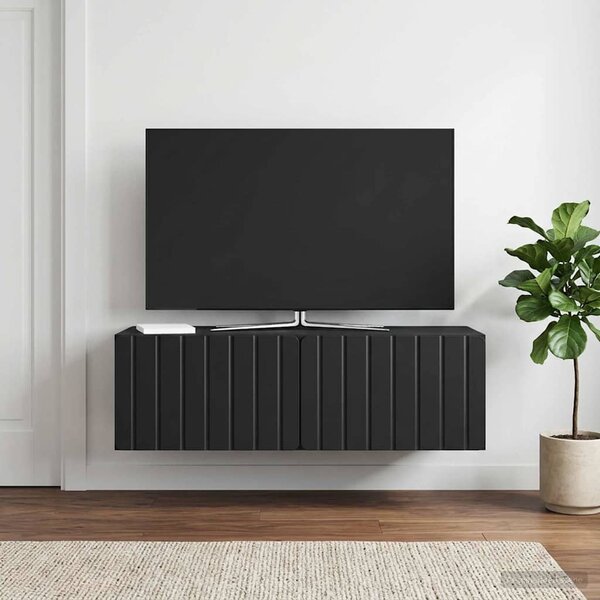 Fali TV szekrény 98 x 41 x 30 cm Fekete Szerelt Fa