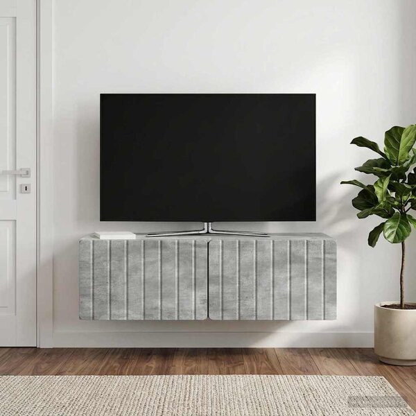 Fali TV szekrény 98 x 41 x 30 cm Betonszürke Szerelt Fa