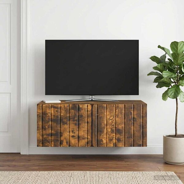 Fali TV szekrény 78,5 x 41 x 30 cm Füstös Tölgy Szerelt Fa