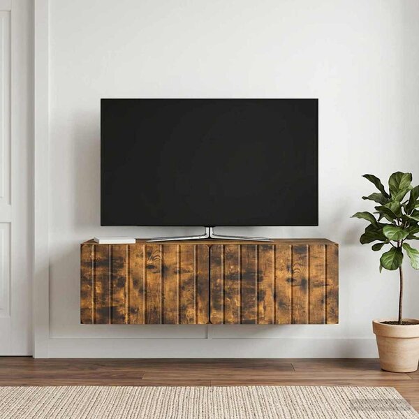 Fali TV szekrény 98 x 41 x 30 cm Füstös Tölgy Szerelt Fa