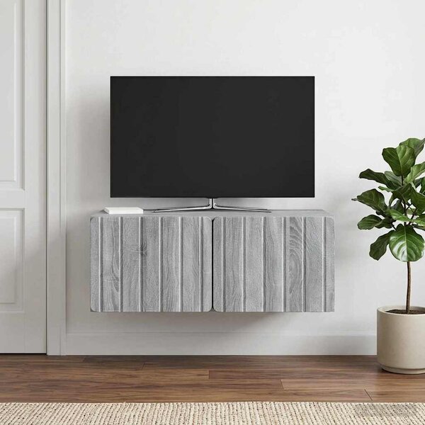 Fali TV szekrény 78,5 x 41 x 30 cm Szürke Sonoma Szerelt Fa