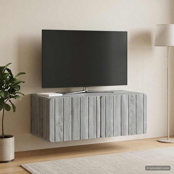 Fali TV szekrény 78,5 x 41 x 30 cm Szürke Sonoma Szerelt Fa