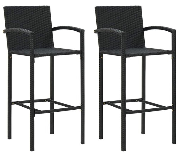 3 részes fekete polyrattan kerti bárszett