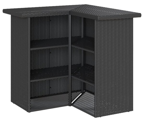 5 részes fekete polyrattan kerti bárszett párnával