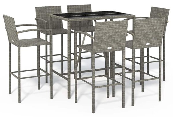 7 részes szürke polyrattan kerti bárszett