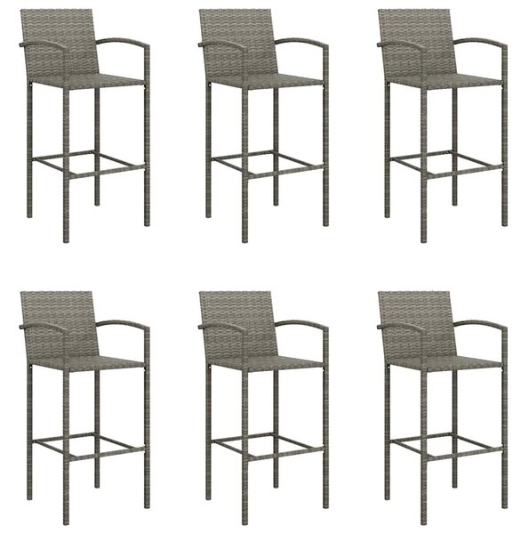 7 részes szürke polyrattan kerti bárszett