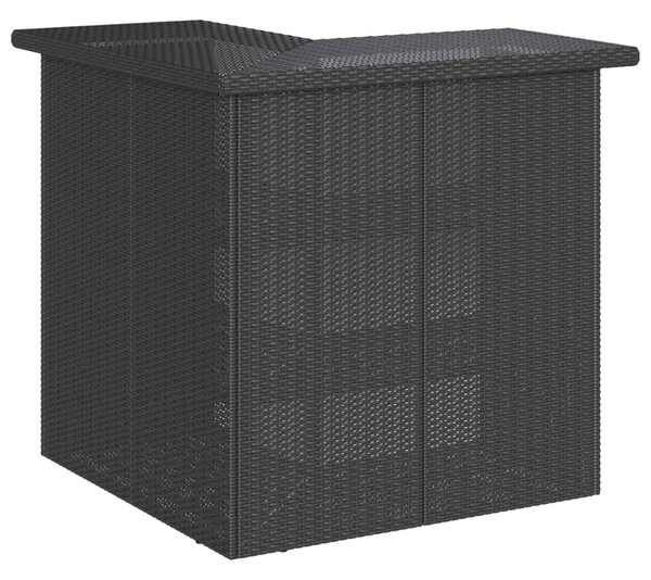 5 részes fekete polyrattan kerti bárszett párnával