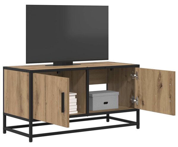 TV szekrény 80 x 34,5 x 40 cm Kézműves Tölgy Szerelt Fa
