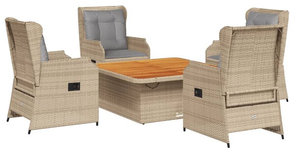 5 részes bézs polyrattan kerti ülőgarnitúra párnákkal