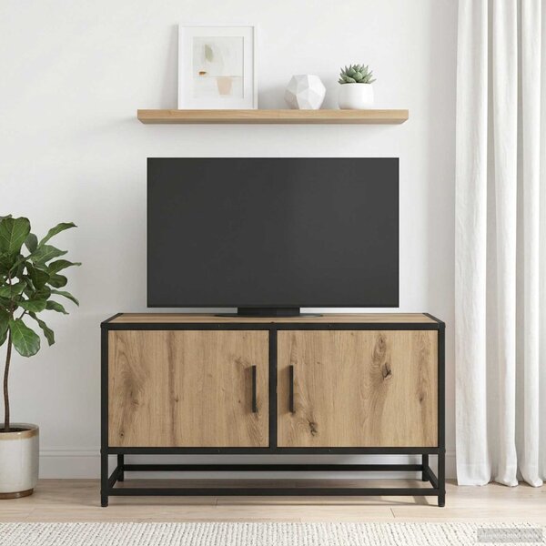 TV szekrény 80 x 34,5 x 40 cm Kézműves Tölgy Szerelt Fa