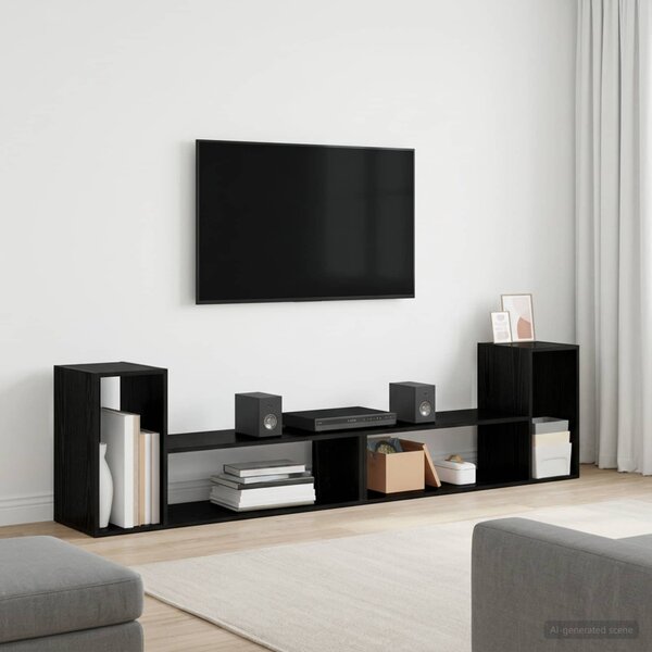 TV szekrény 100 x 30 x 50 cm Fekete Tölgy Szerelt Fa