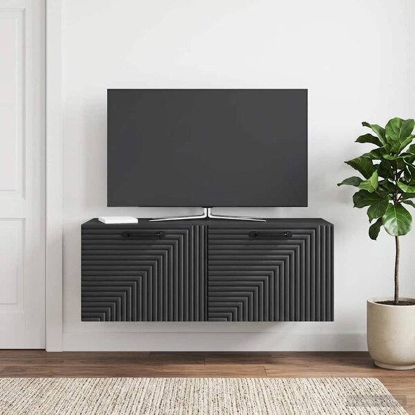 Fali TV szekrény Fekete 78,5 x 31 x 30 cm Szerelt Fa